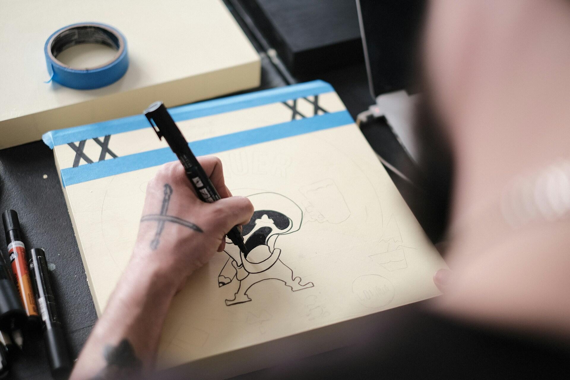 An artist working on a piece.
