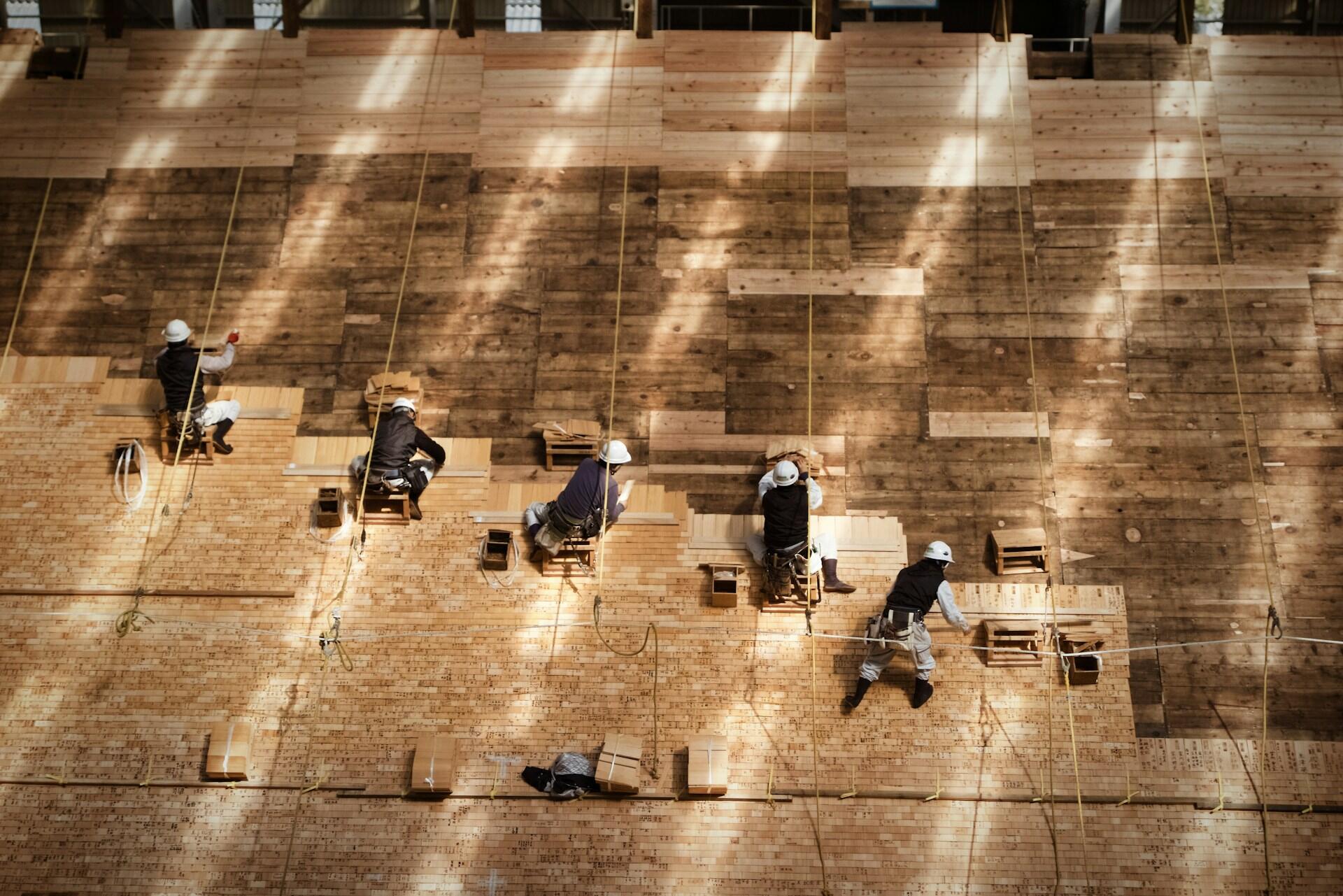 Carpenters working on a site.