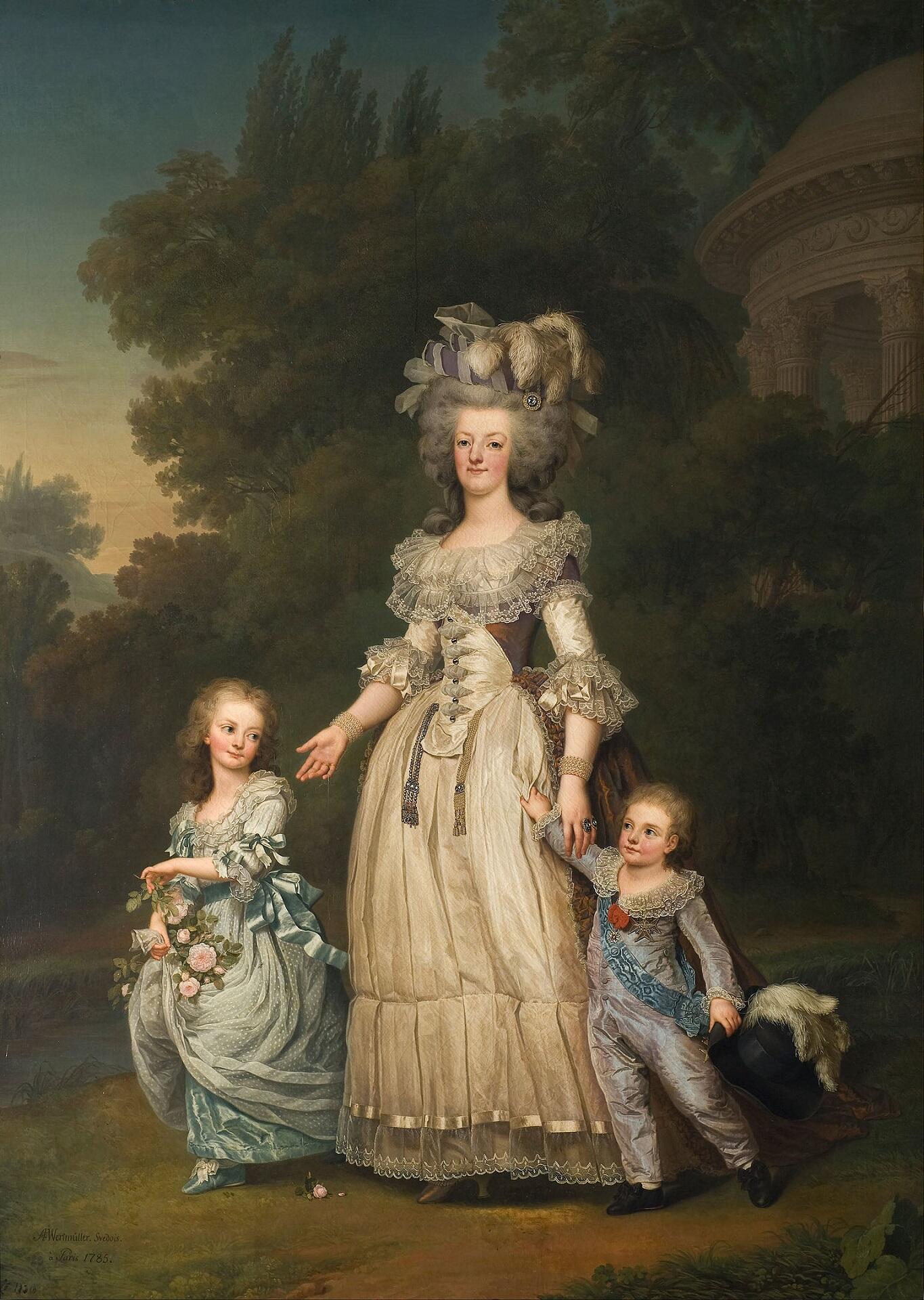 Marie Antoinette and two children.