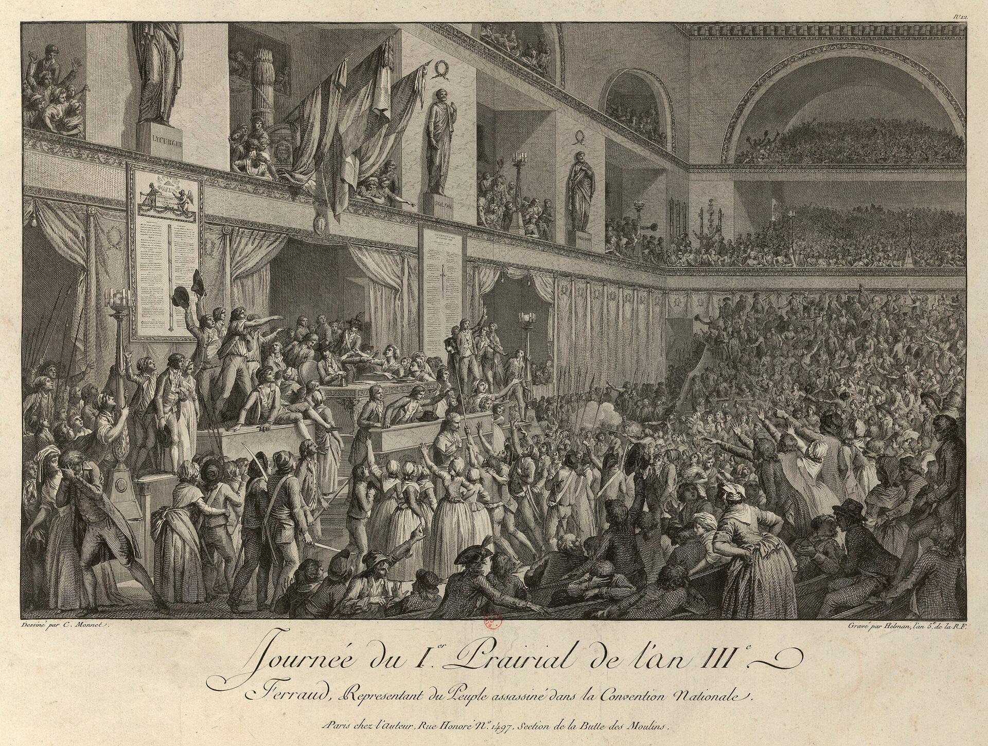 Pencil sketch of an assembly of people.