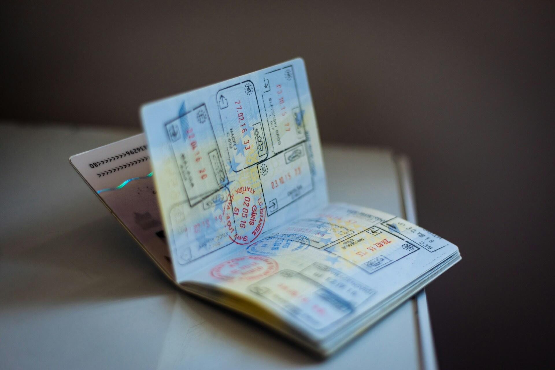 A passport that's been stamped.