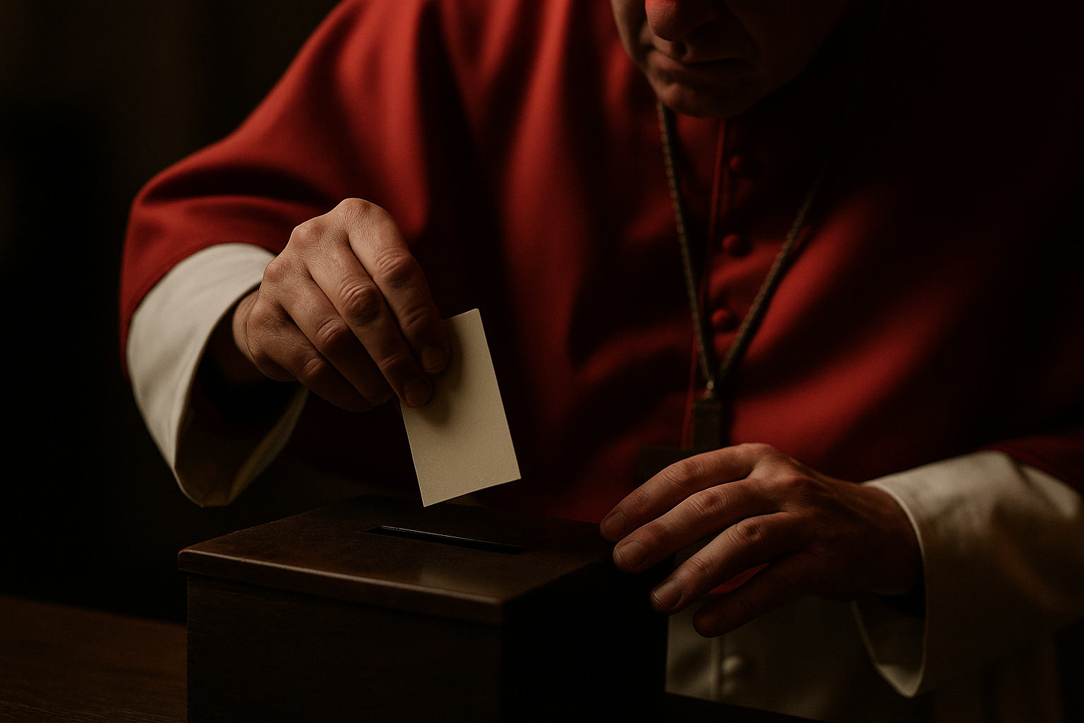 Cardinal casting his vote in the papal election.