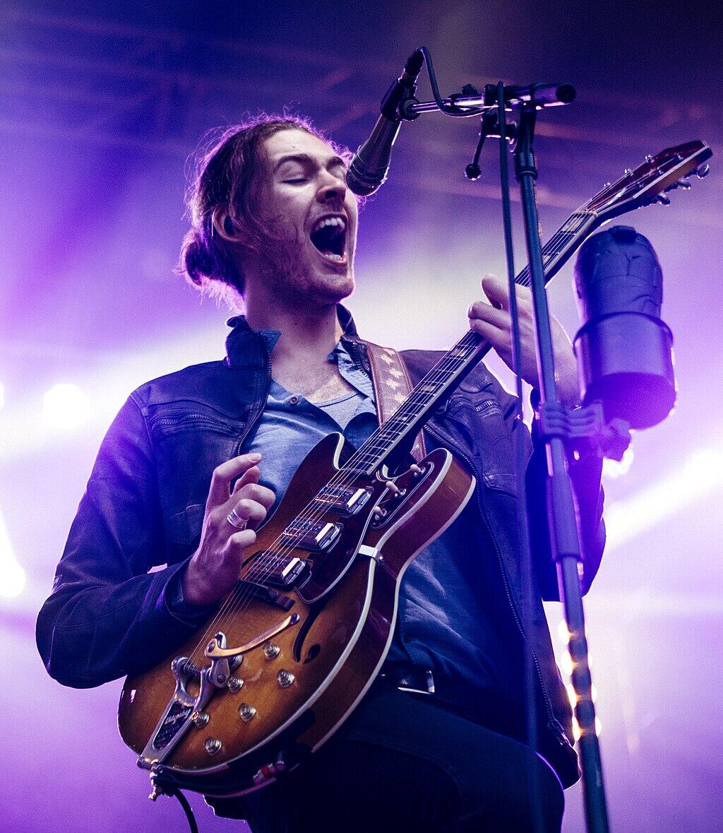 Hozier performing on stage.