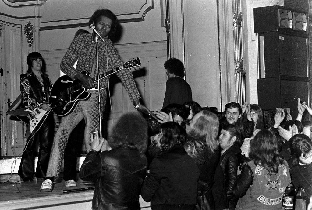 Chuck Berry on stage - an important figure in the history of the guitar.