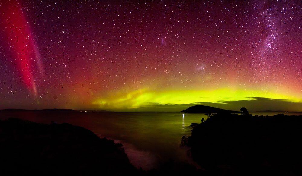 The Aurora Australis is caused by the reactions of different elemental particles