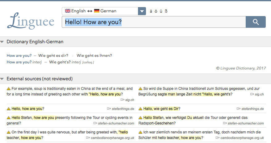 Linguee is great for learning German