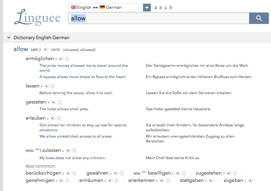 Linguee is great to learn German vocabulary