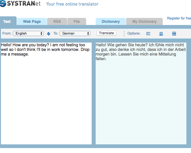 Use systran to learn German fast