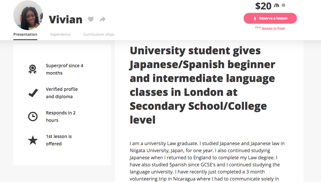 Tutors can give lessons in person, or via webcam