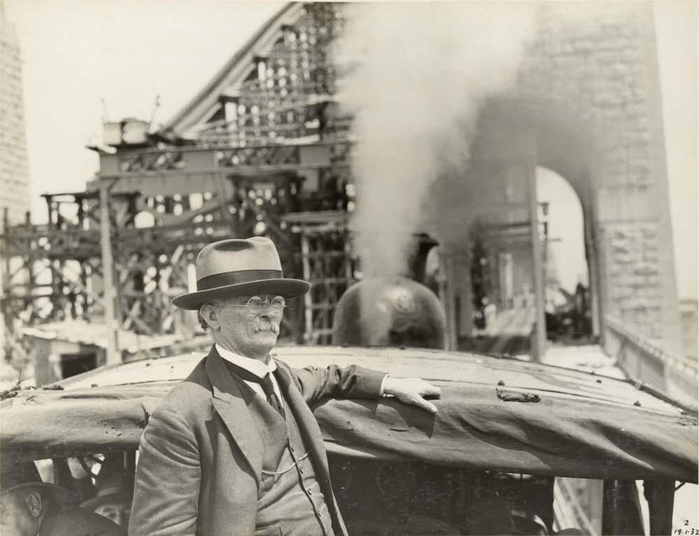 John Bradfield onboard a train.