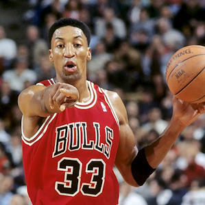 Scottie Pippen talking during a play.