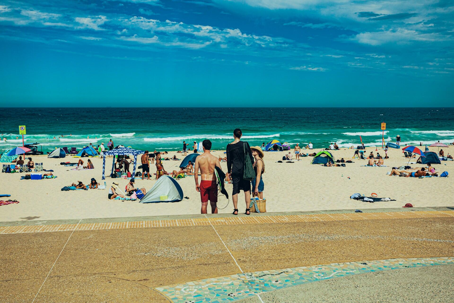 People on Maroubra Beach, Australia.