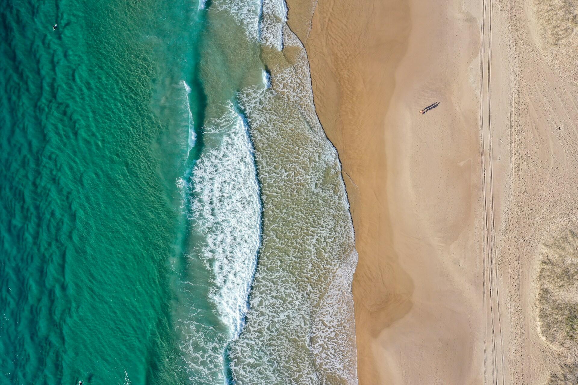 An overhead view of Mermaid Beach in Queensland, Australia.