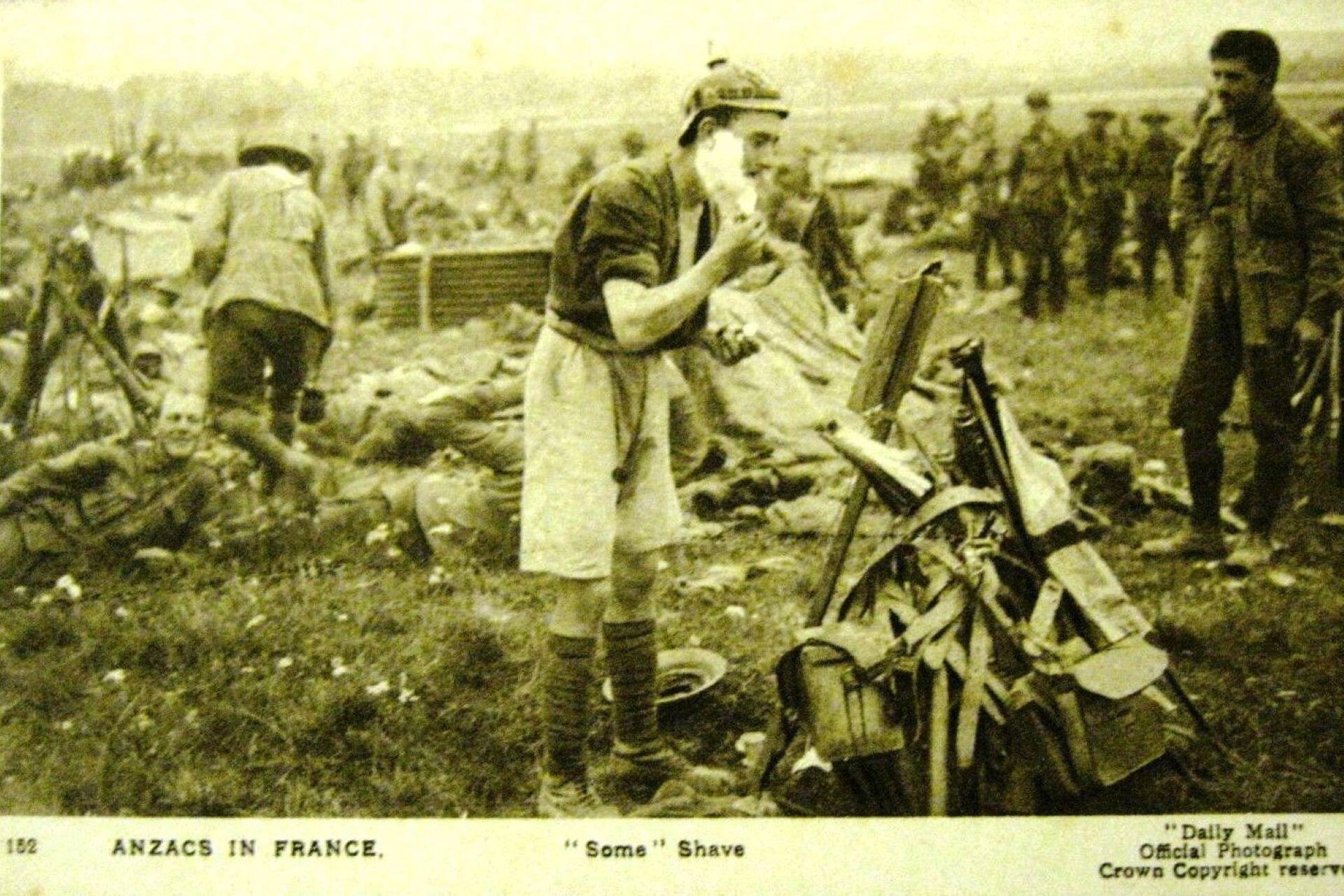 An ANZAC shaving in France.