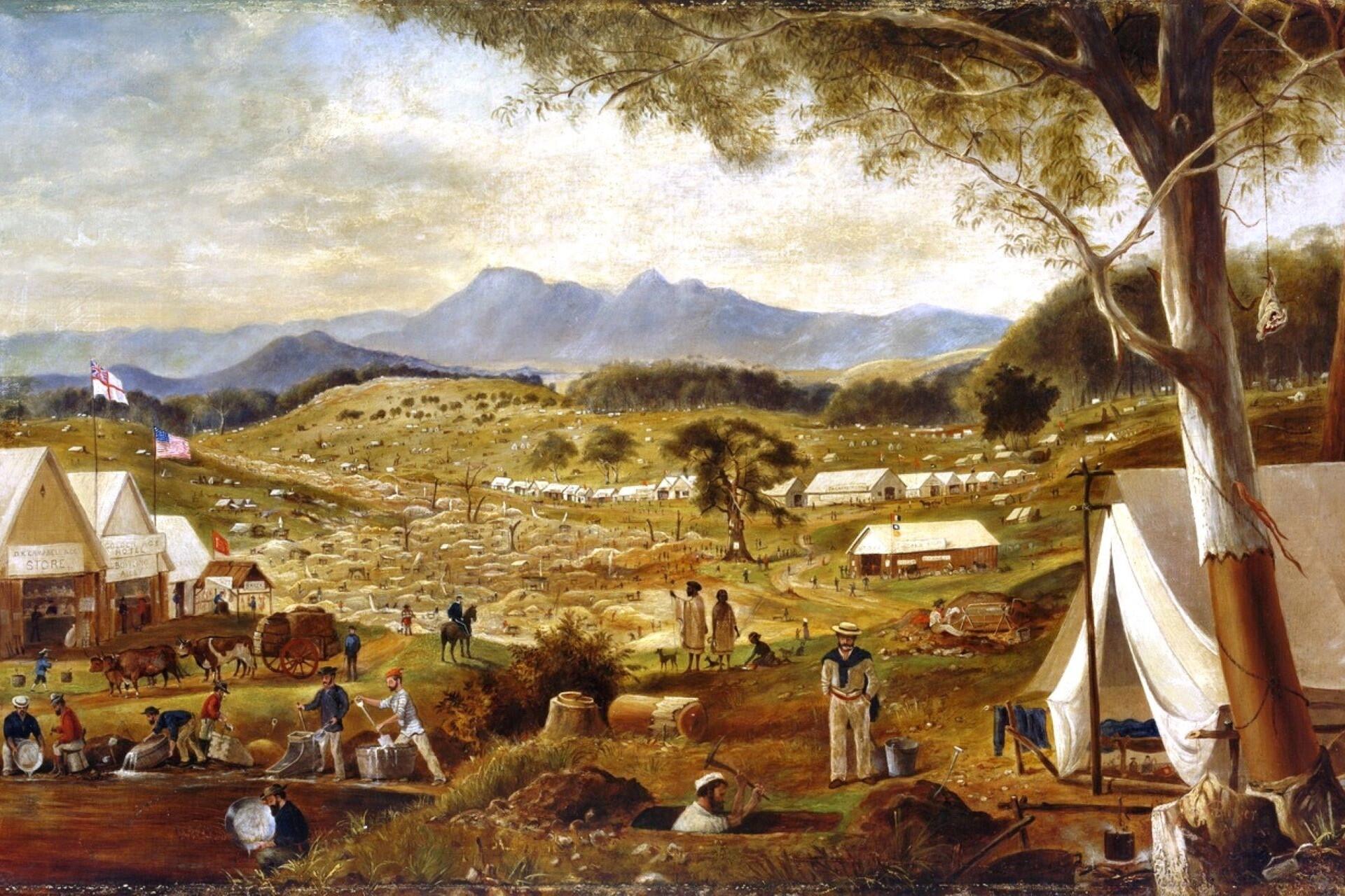 A painting of Ararat gold diggings.