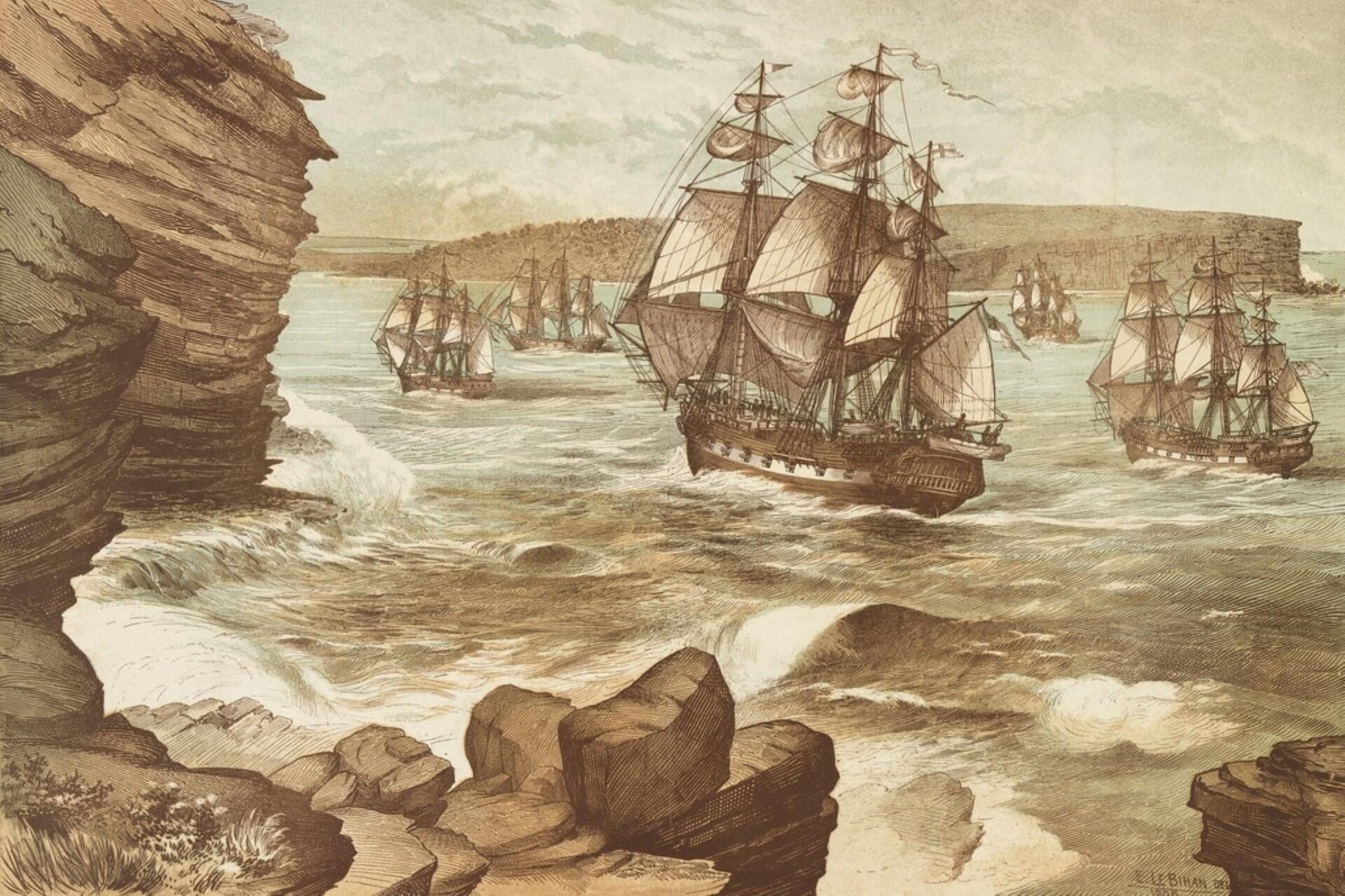 The First Fleet entering Port Jackson
