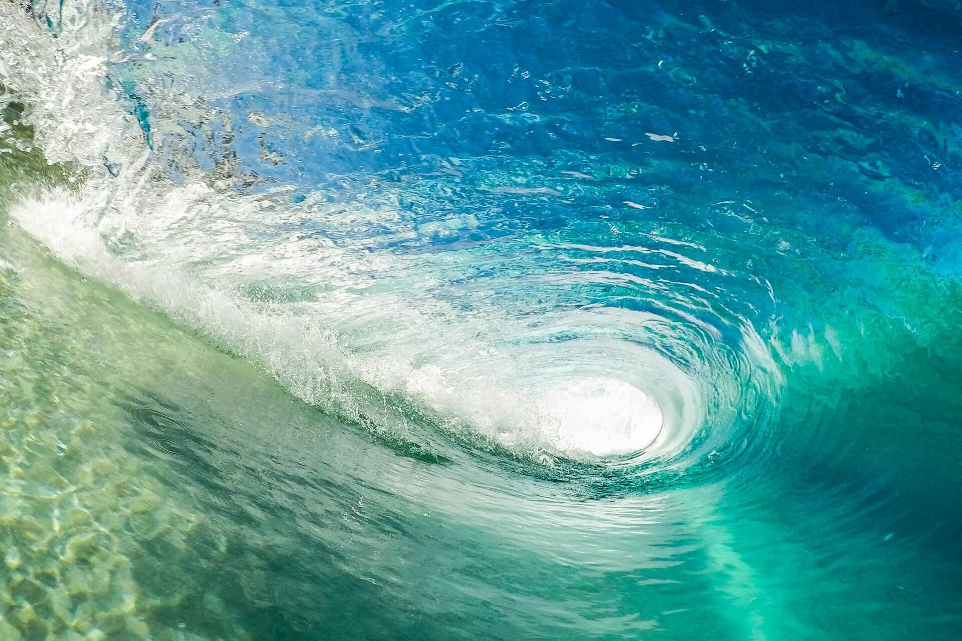 The inside of a wave.
