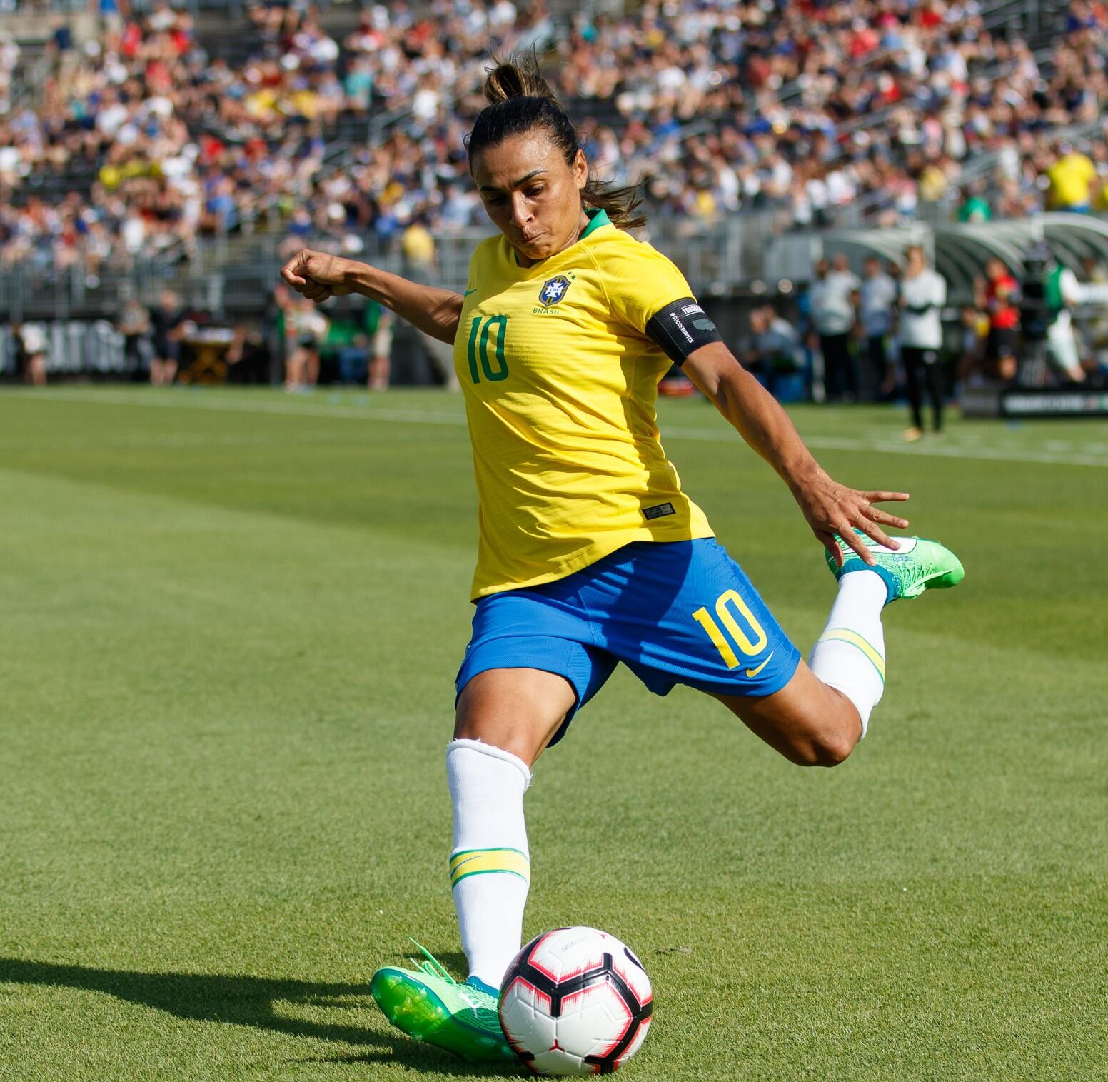 Marta playing for the Brazilian Nation Team in 2018