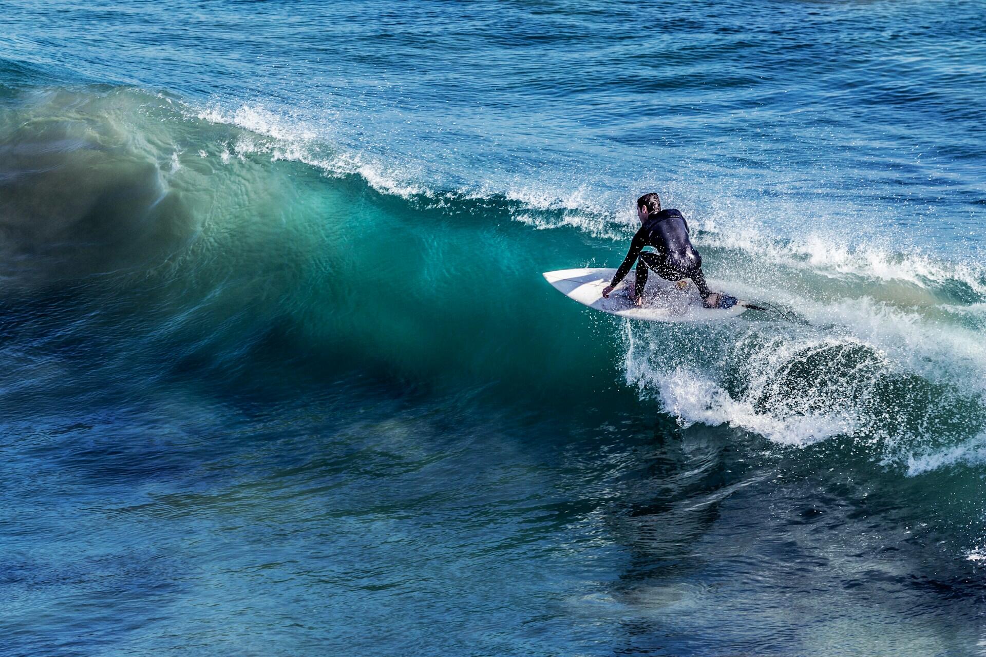 A surfer riding a wave.
