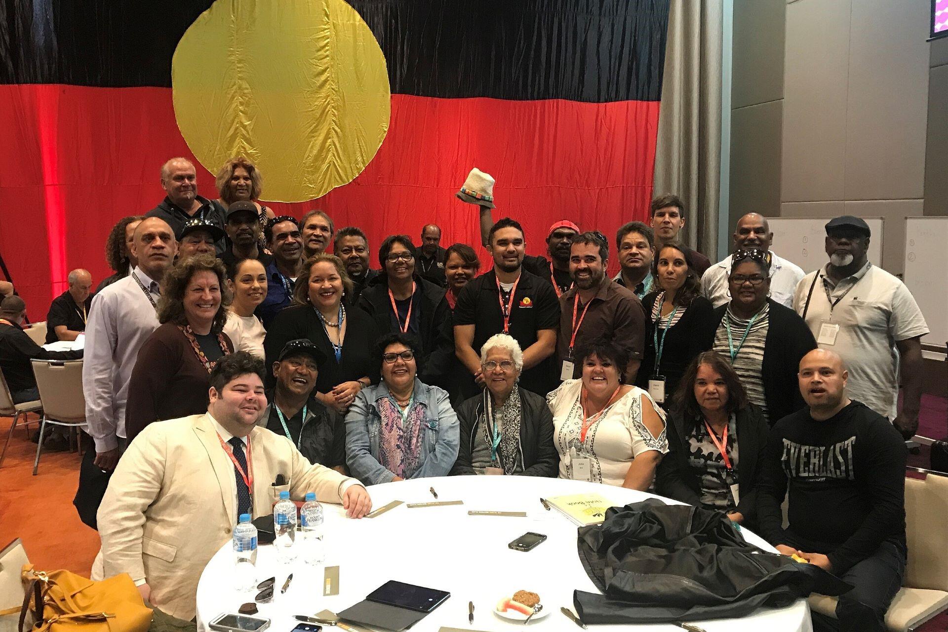 Commissioner June Oscar with delegates from Western Australia gather for the Uluru Convention in 2017