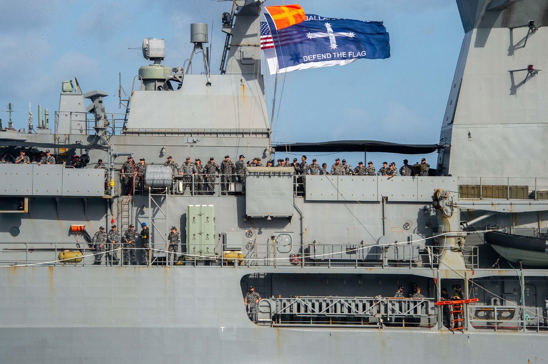 The Eureka flag flying on a military vessel.
