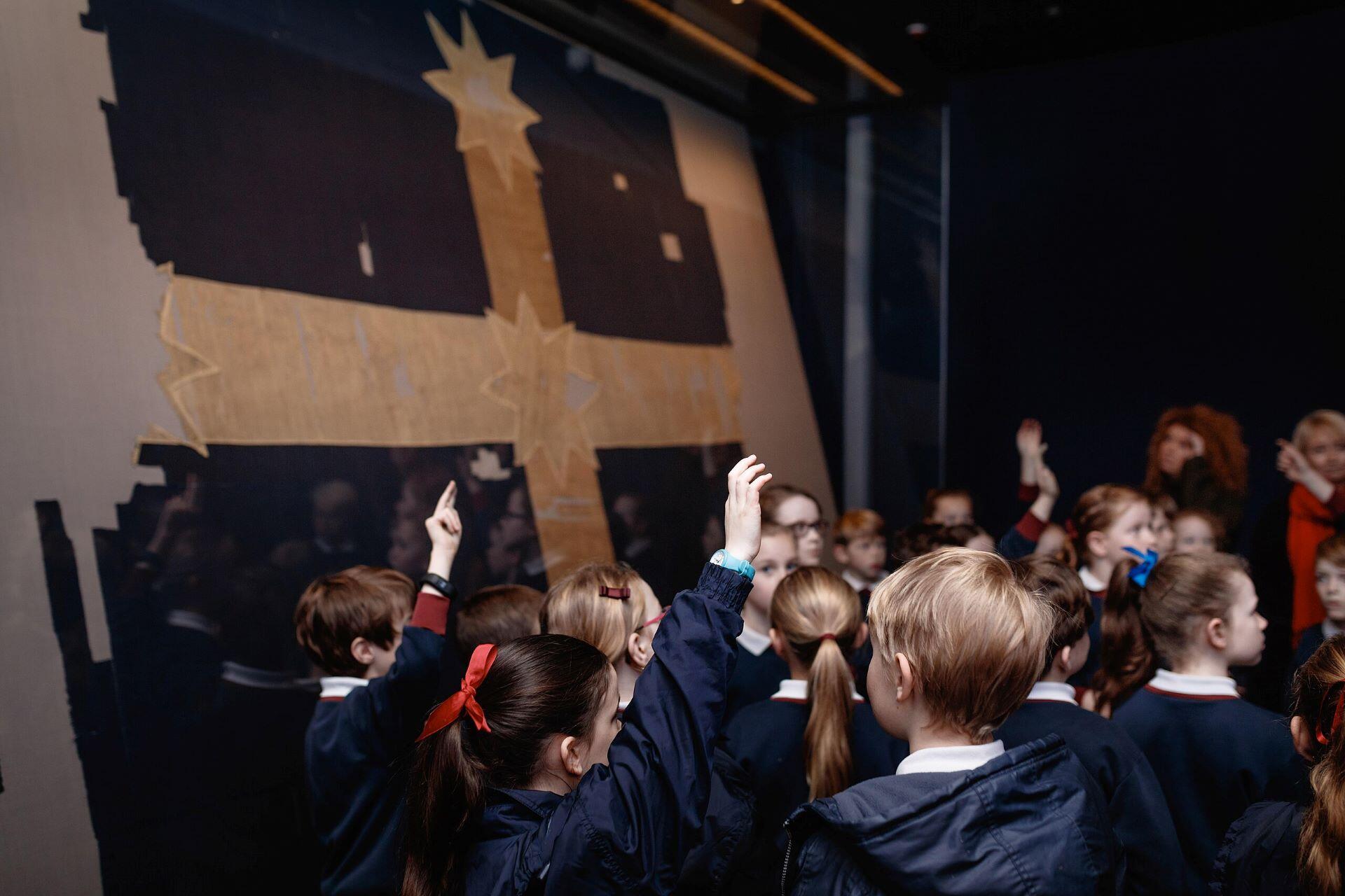 Children learning about the history of the Eureka Stockade.