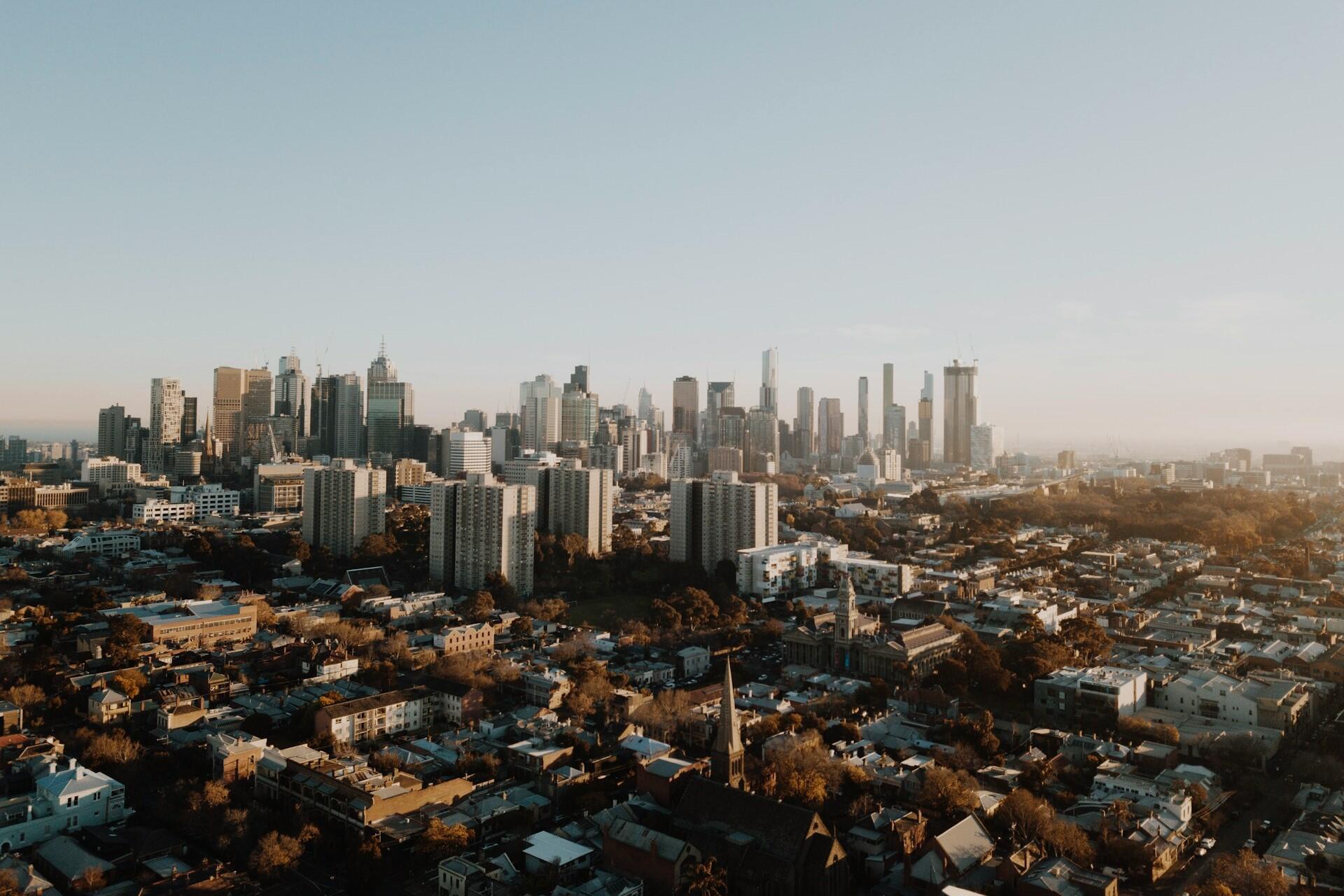A view of the Melbourne skyline, Victoria.