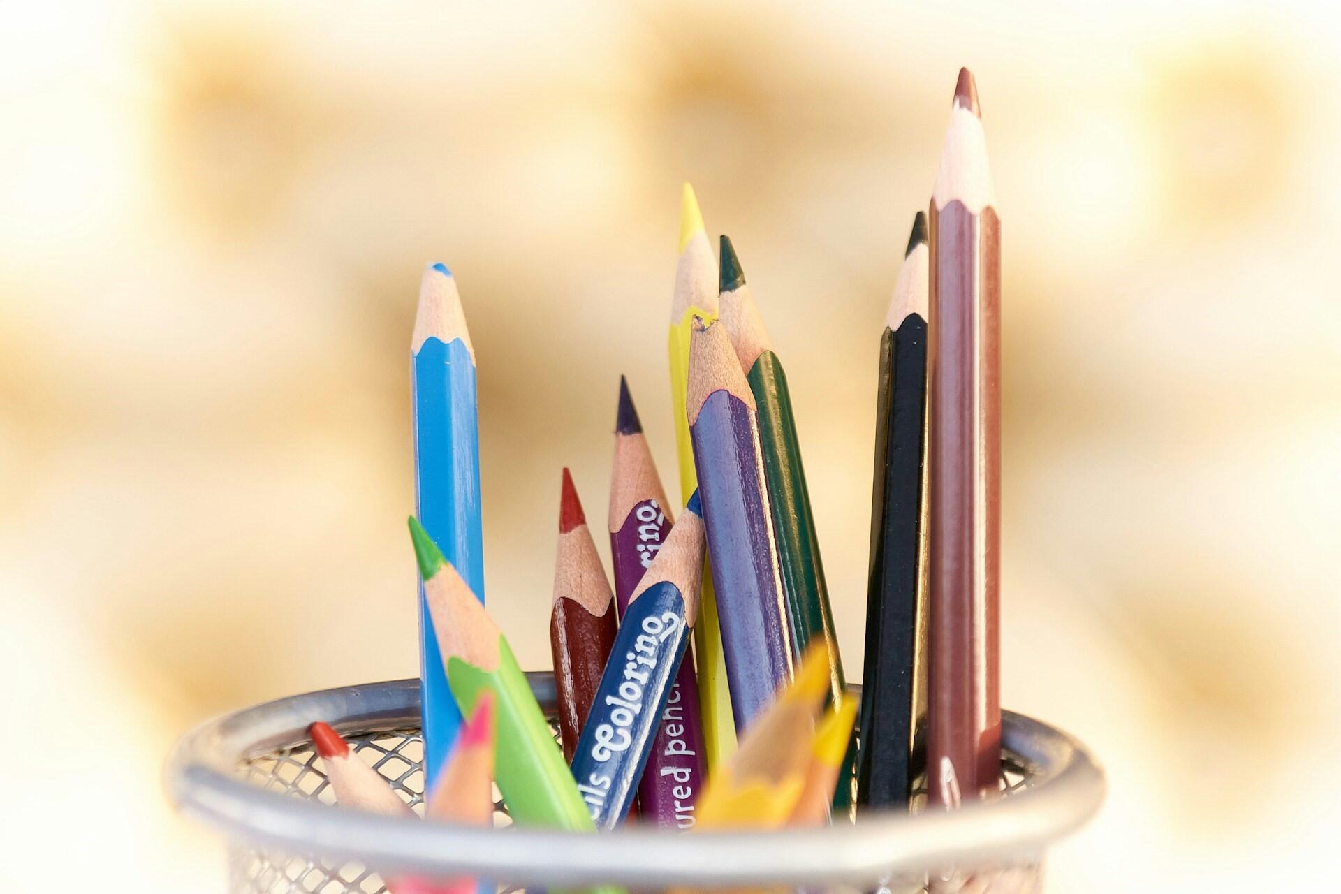 Pencils in a pot.