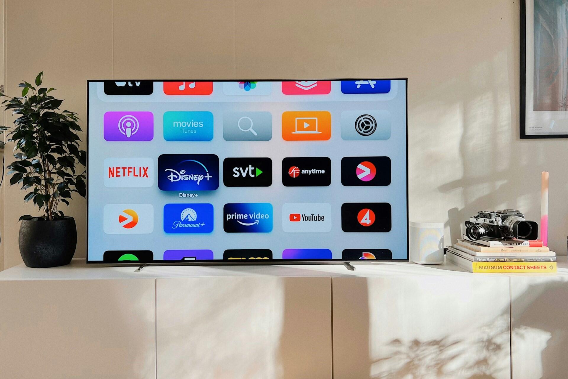 Streaming platforms on a TV.