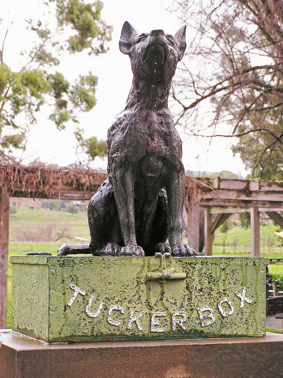 Statue of the Dog on the Tuckerbox at Gundagai, New South Wales, Australia.