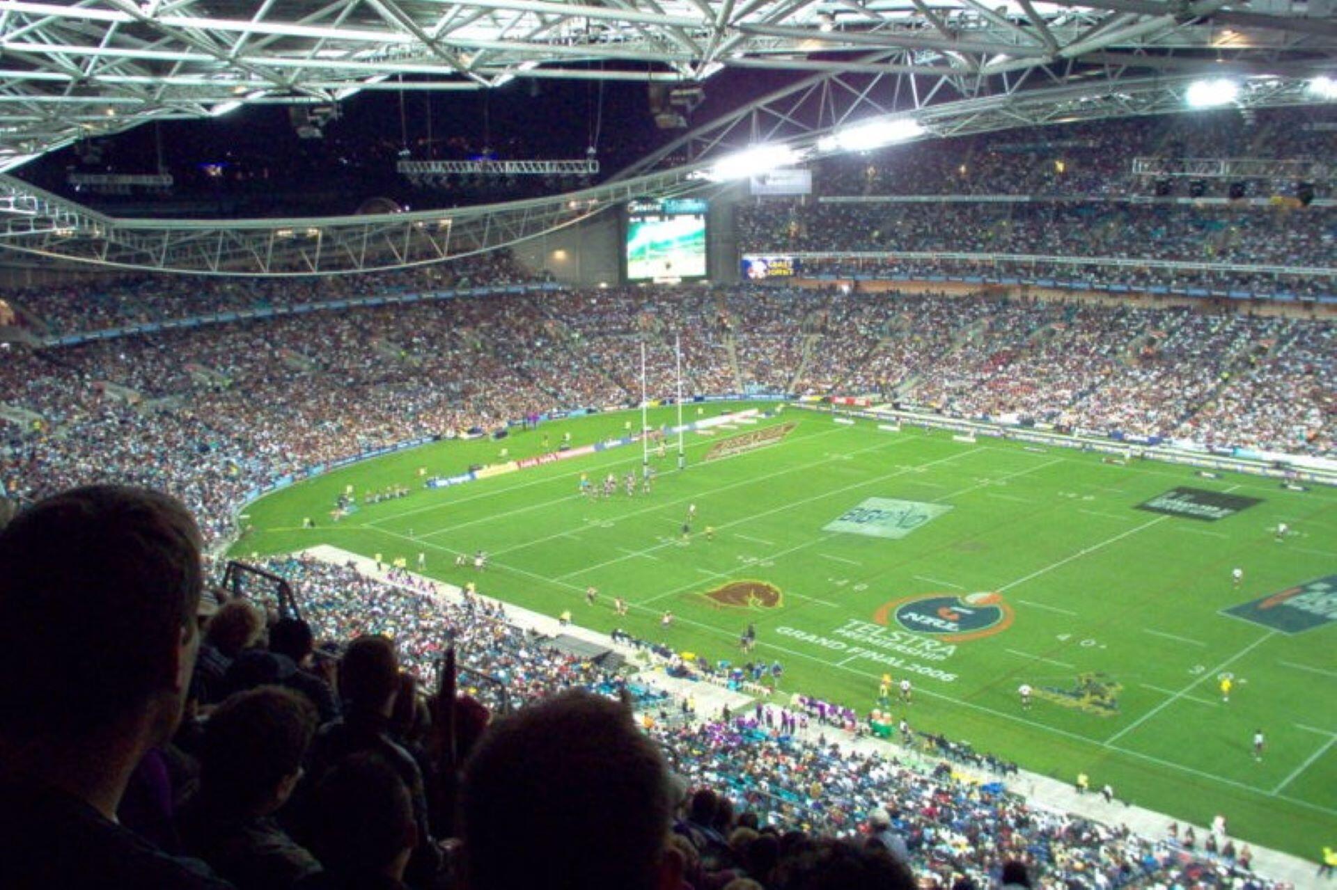 Wide stadium view of the 2006 NRL Grand Final between Brisbane Broncos and Melbourne Storm