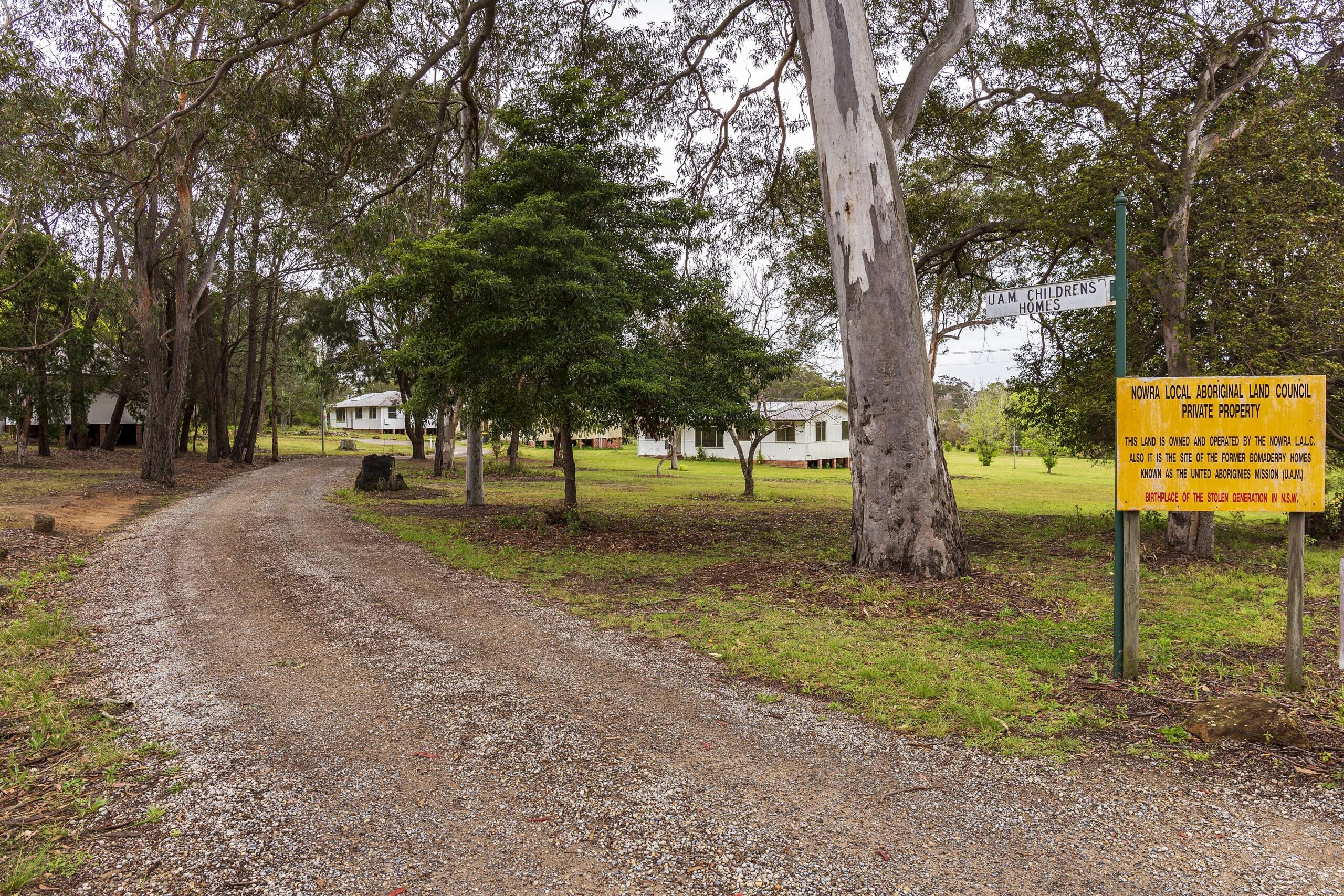 road leading to old buildings that were once the Bomaderry Aboriginal Children's Home
