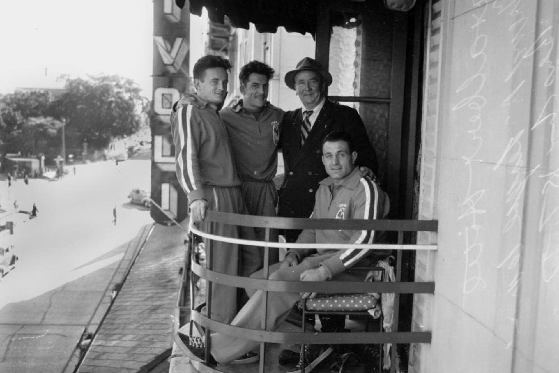 French rugby league players in Brisbane during their 1951 tour