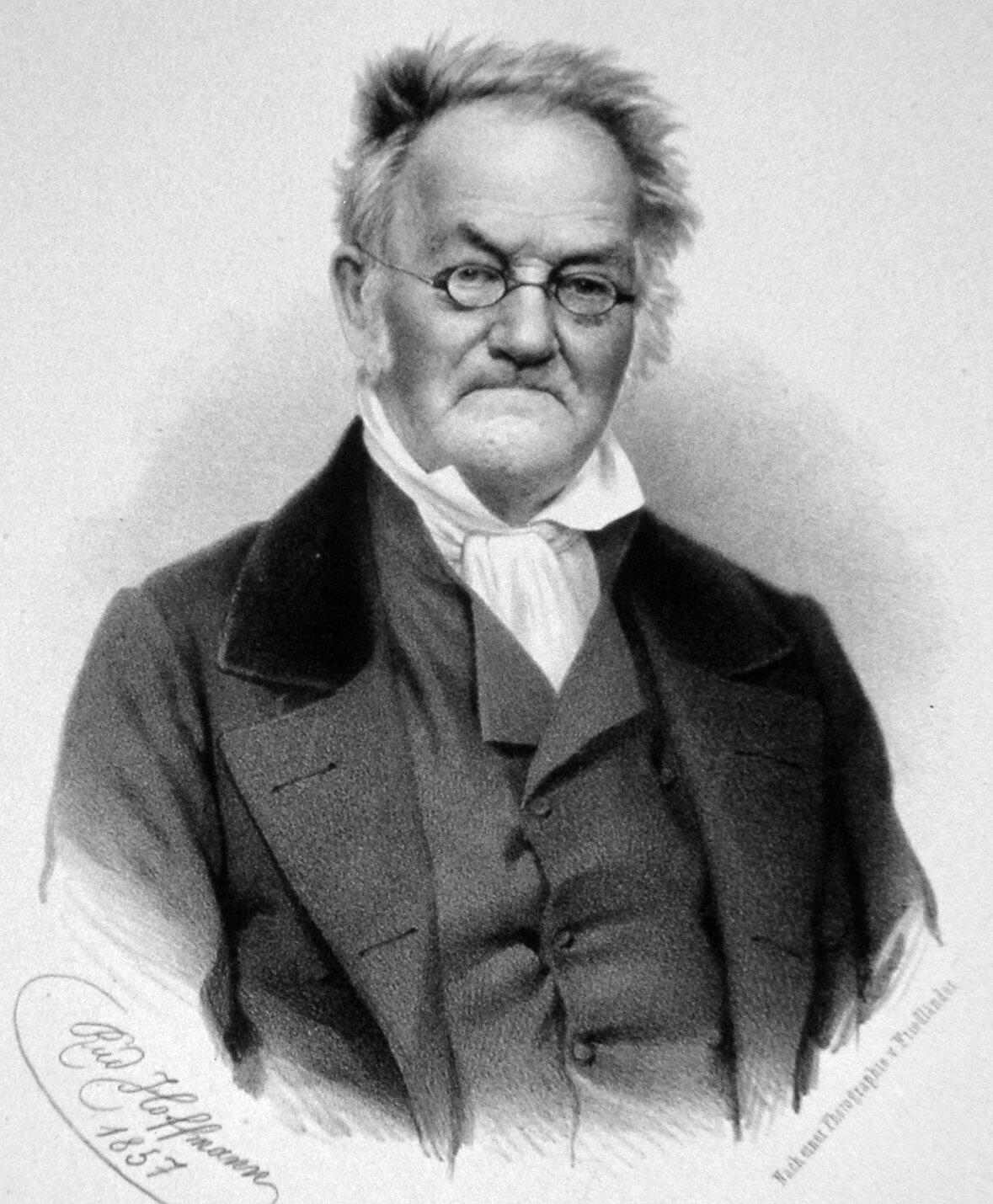 Portret Carla Rittera, njemačkog geografa i jednog od osnivača moderne geografije.