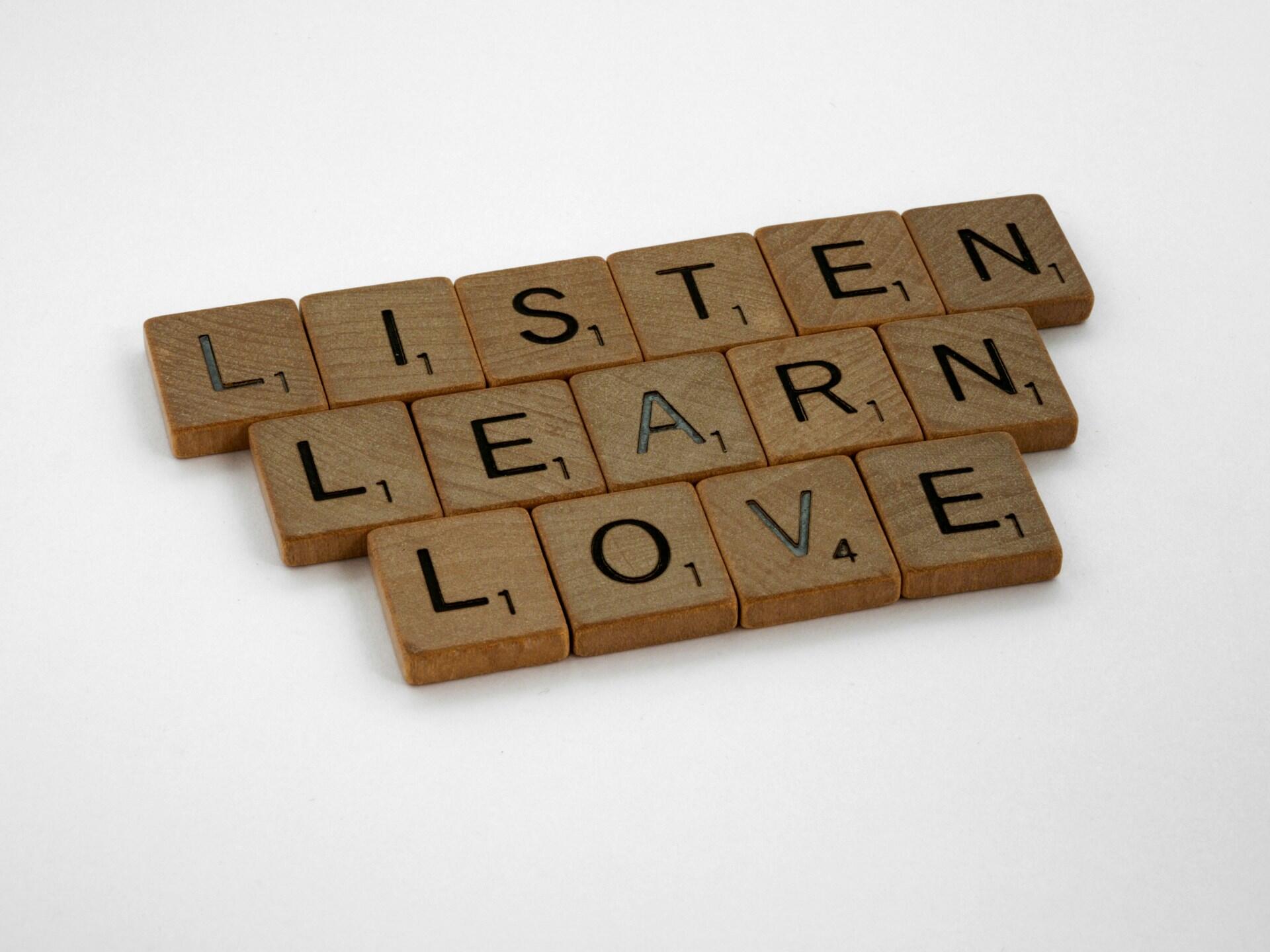 listen learn love mots anglais apprendre