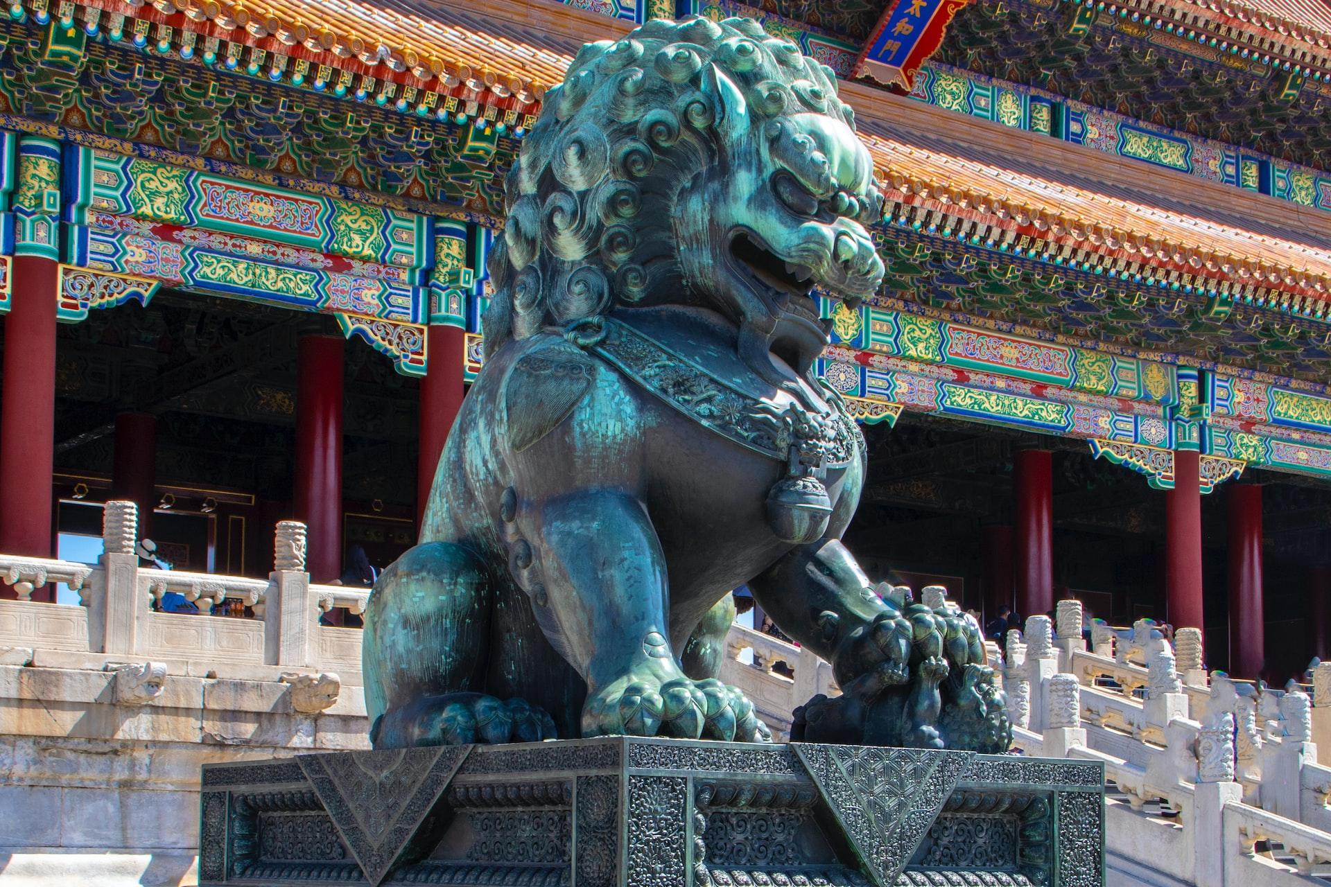 statue de lion musée en Chine
