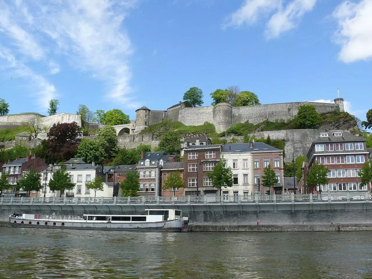 Sur combien de kilomètres coule le Meuse dans le région namuroise ?