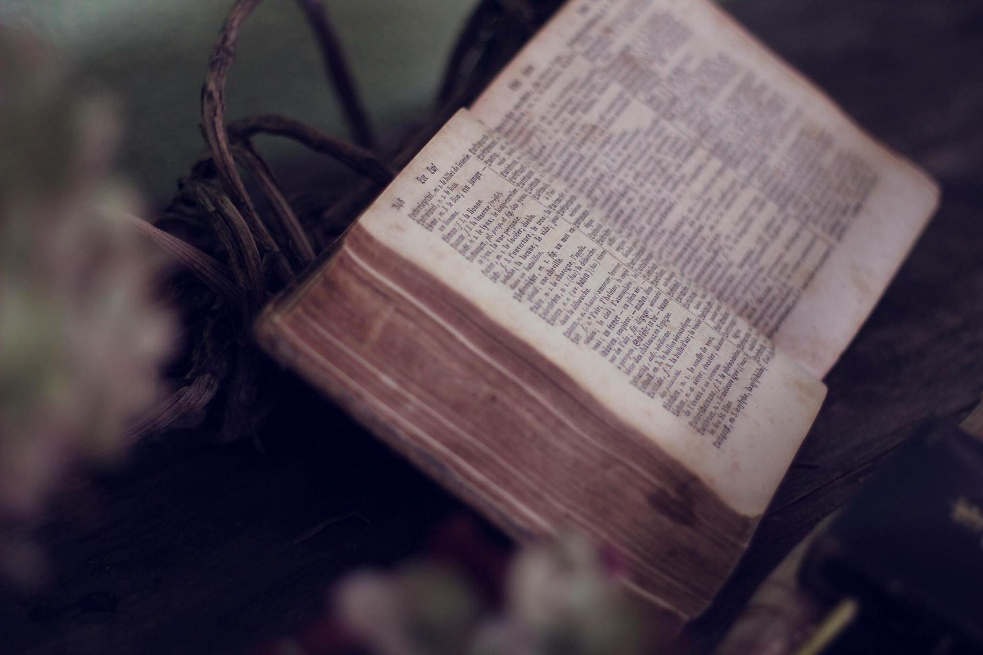 dictionnaire posé avec pages ouvertes
