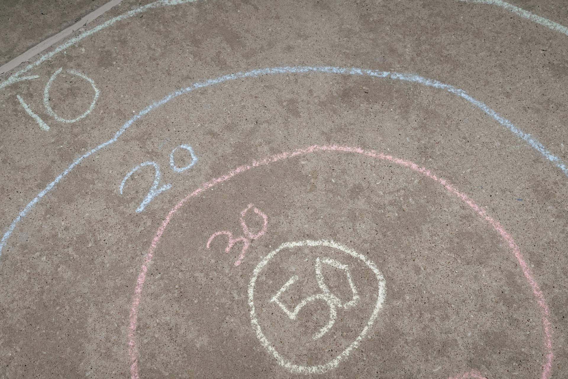 nombres dessinés sur une cour