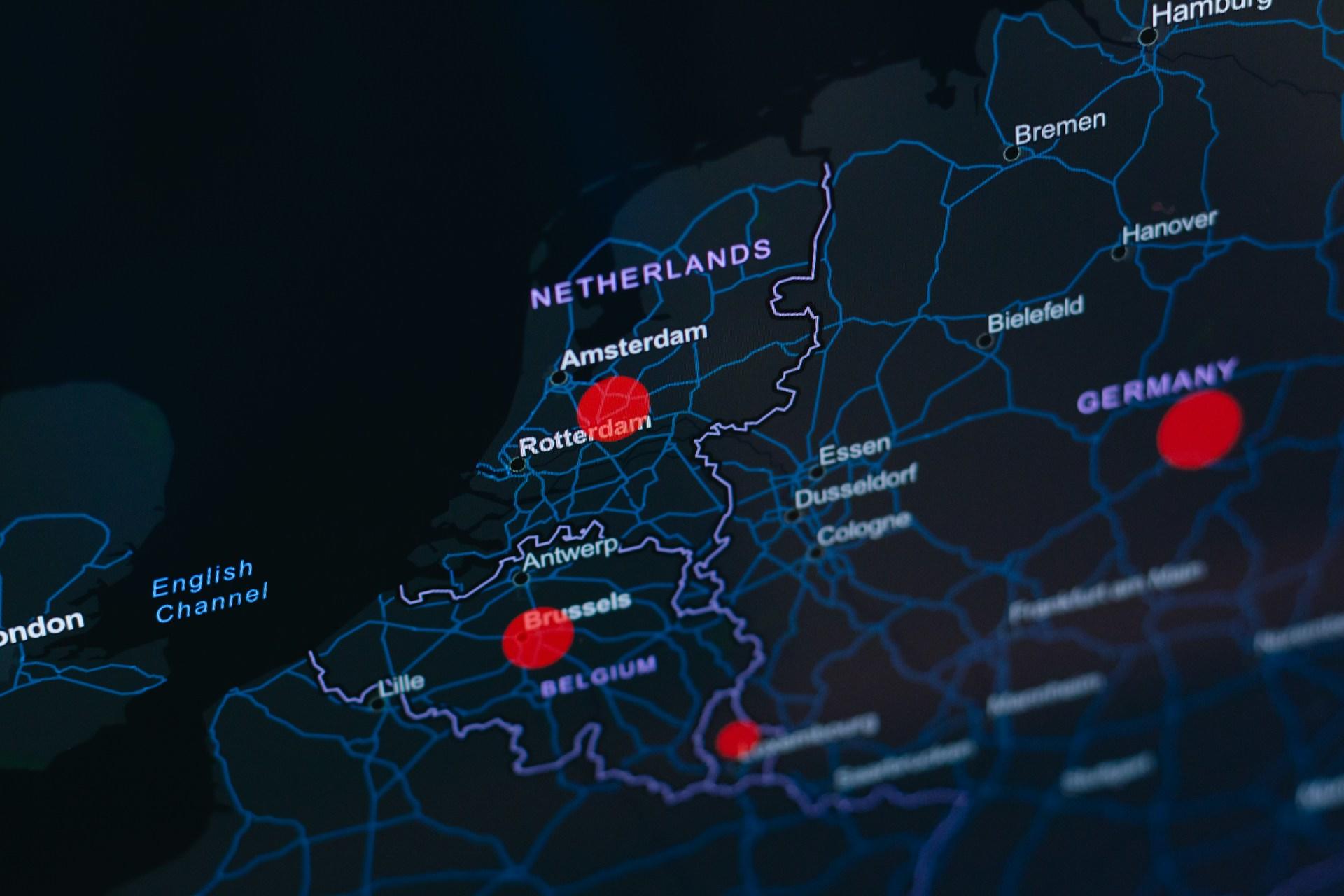 carte des Pays-Bas en Europe