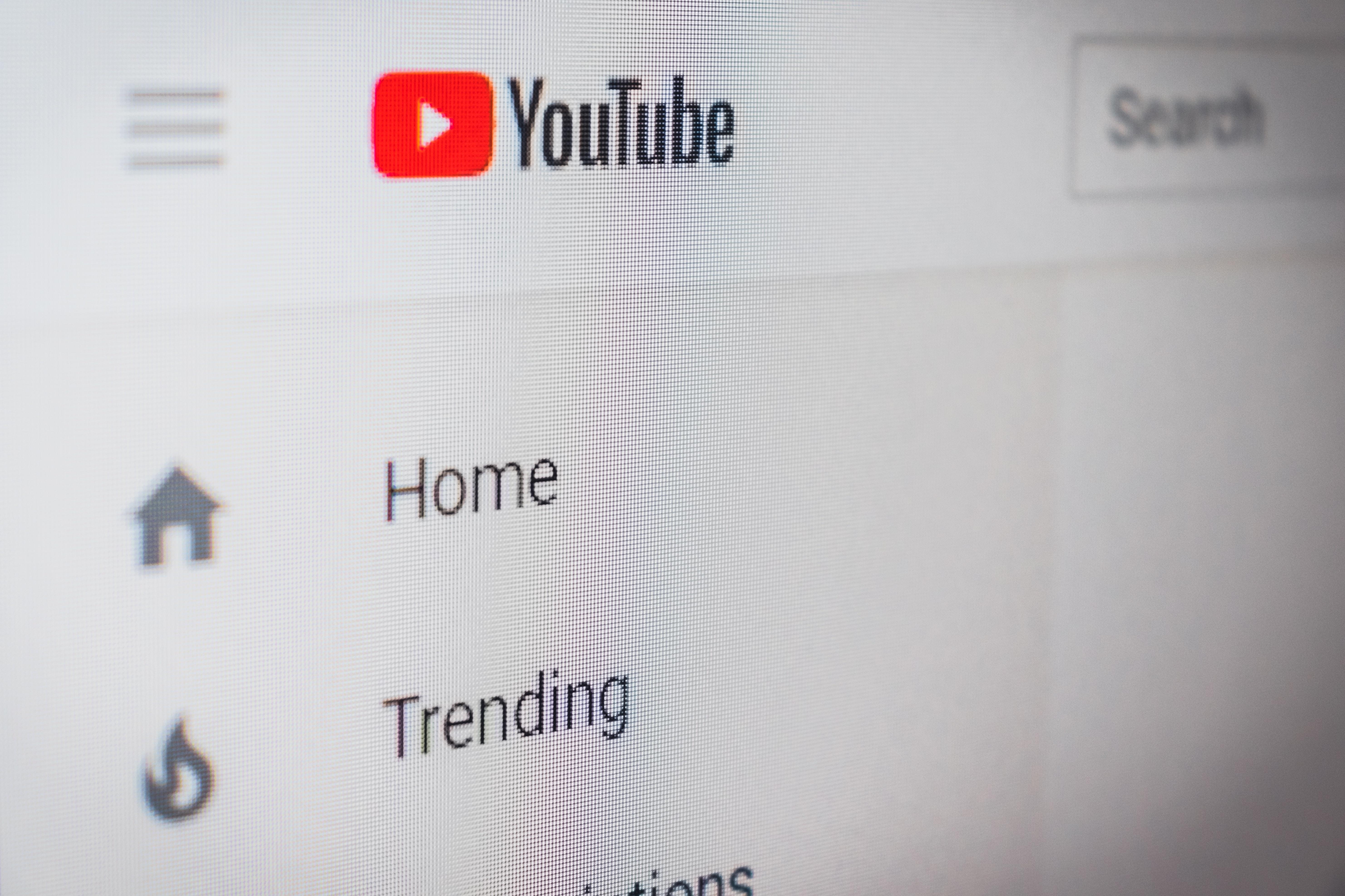 Page d'accueil du site internet Youtube