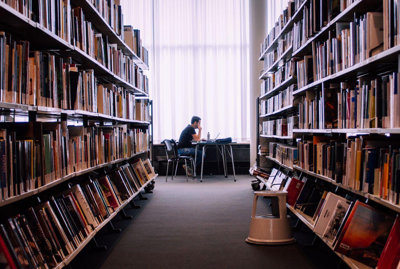 etudiant au fin fond d une bibliotheque etudiant