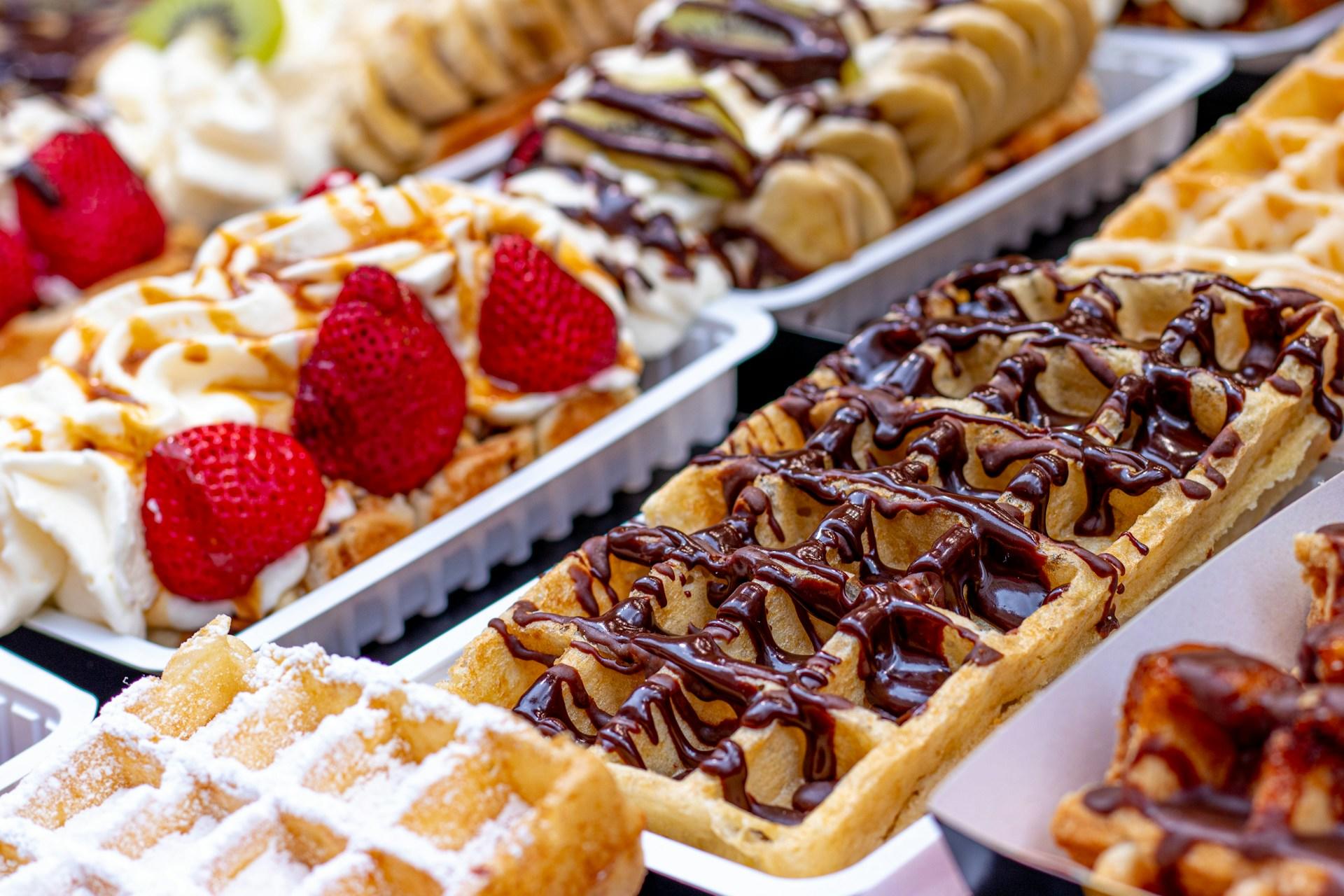 gaufres de bruxelles avec toutes garnitures