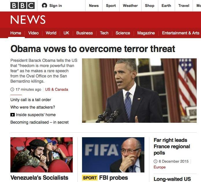 page couverture bbc news avec Obama
