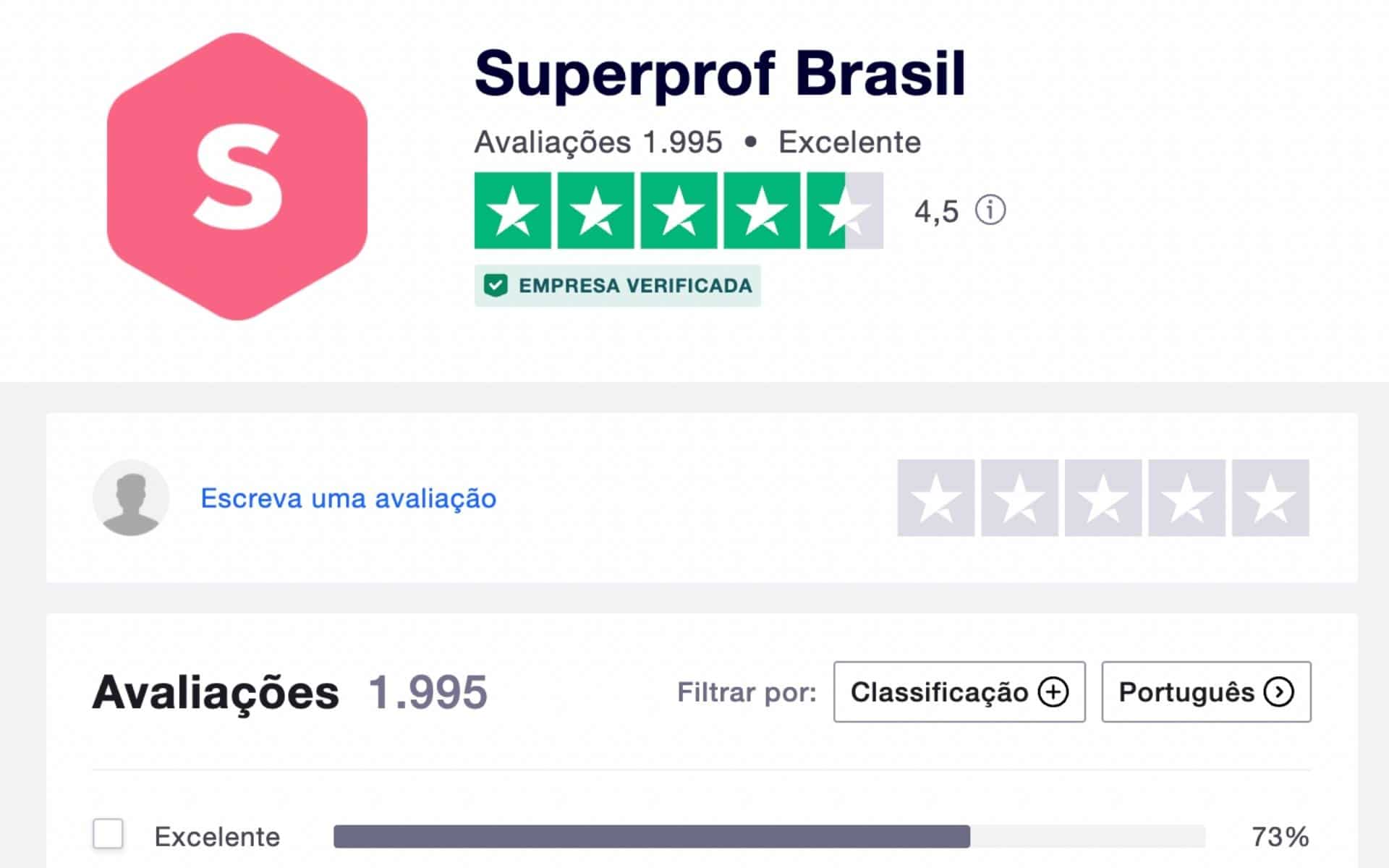 captura de tela da avaliação no site Trustpilot