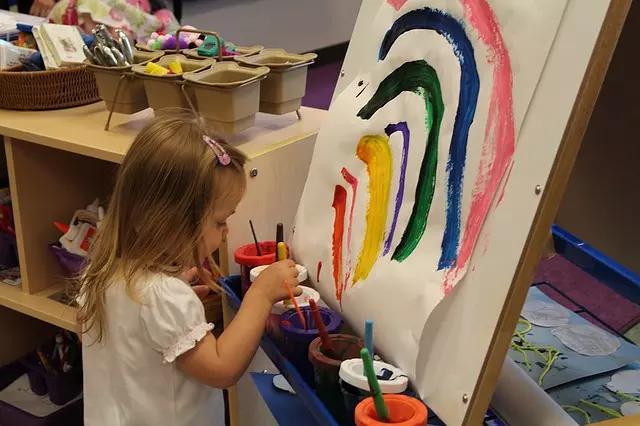 As criancas aprender a combinar as cores durante as aulas de pinturas do Ensino Infantil.