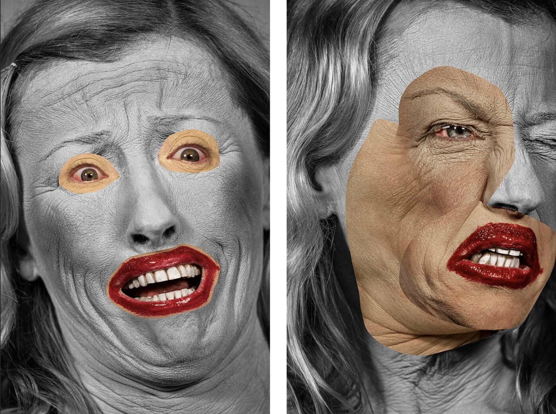 Duas imagens fotográficas da exposição de Cindy Sherman no MoMa