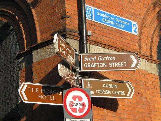 Placas de orientação em Dublin.