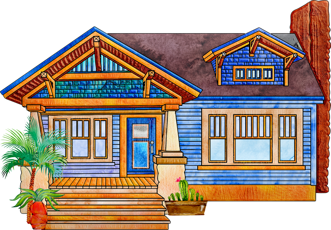 Uma pintura em aquarela de uma casa