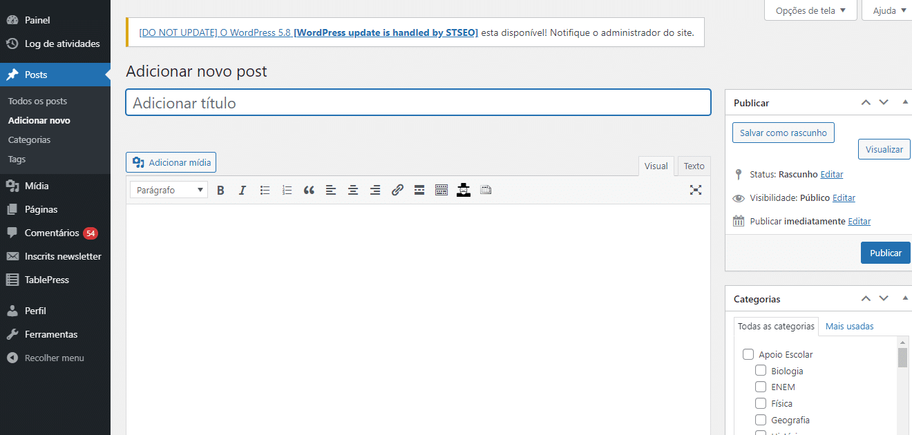 Qual técnica de programação no nível iniciante? Uma página do WordPress